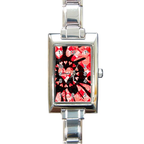 Love Heart Splatter Rectangular Italian Charm Watch from ArtsNow.com Front