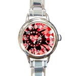 Love Heart Splatter Round Italian Charm Watch