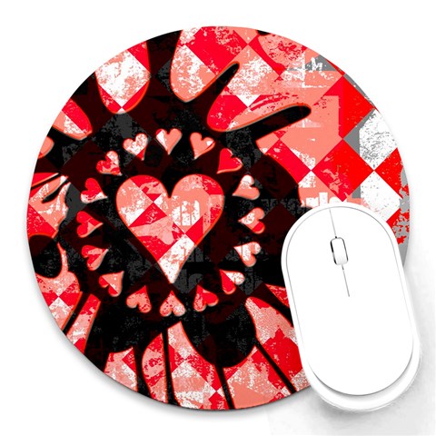 Love Heart Splatter Round Mousepad from ArtsNow.com Front