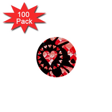 Love Heart Splatter 1  Mini Button (100 pack)  from ArtsNow.com Front