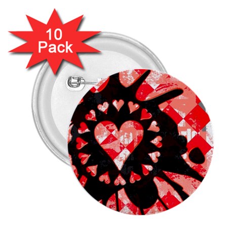 Love Heart Splatter 2.25  Button (10 pack) from ArtsNow.com Front