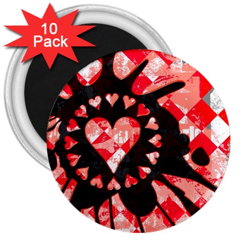 Love Heart Splatter 3  Magnet (10 pack) from ArtsNow.com Front