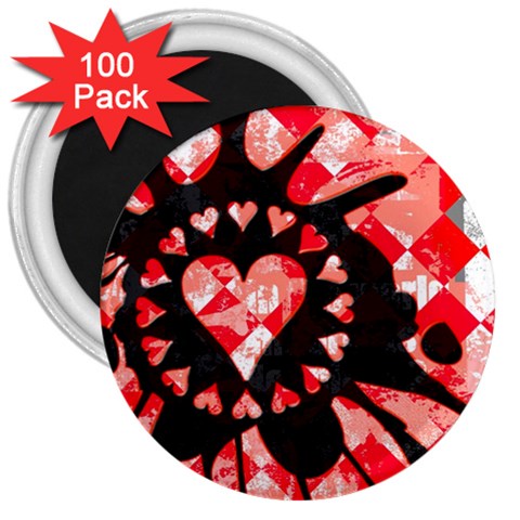 Love Heart Splatter 3  Magnet (100 pack) from ArtsNow.com Front