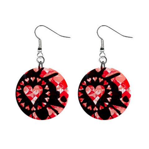 Love Heart Splatter 1  Button Earrings from ArtsNow.com Front