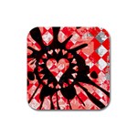 Love Heart Splatter Rubber Square Coaster (4 pack)