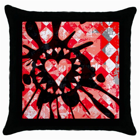 Love Heart Splatter Throw Pillow Case (Black) from ArtsNow.com Front