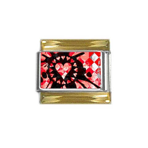 Love Heart Splatter Gold Trim Italian Charm (9mm) from ArtsNow.com Front