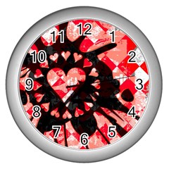 Love Heart Splatter Wall Clock (Silver) from ArtsNow.com Front