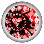 Love Heart Splatter Wall Clock (Silver)