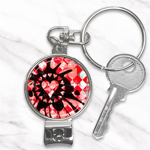 Love Heart Splatter Nail Clippers Key Chain from ArtsNow.com Front