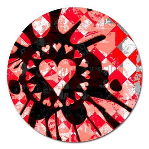 Love Heart Splatter Magnet 5  (Round) from ArtsNow.com Front