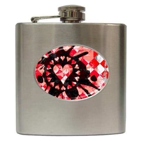 Love Heart Splatter Hip Flask (6 oz) from ArtsNow.com Front