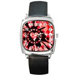 Love Heart Splatter Square Metal Watch