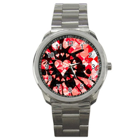 Love Heart Splatter Sport Metal Watch from ArtsNow.com Front