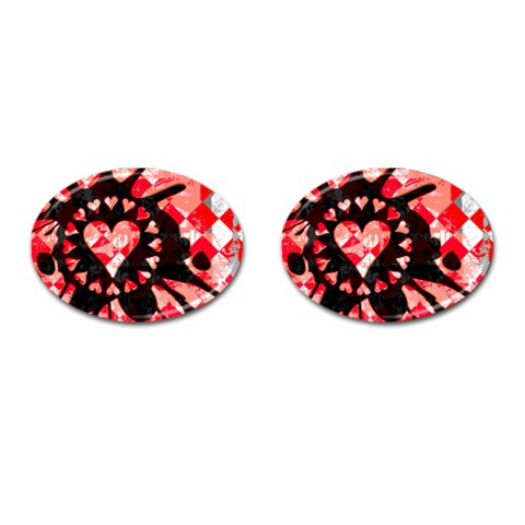 Love Heart Splatter Cufflinks (Oval) from ArtsNow.com Front(Pair)