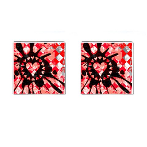 Love Heart Splatter Cufflinks (Square) from ArtsNow.com Front(Pair)