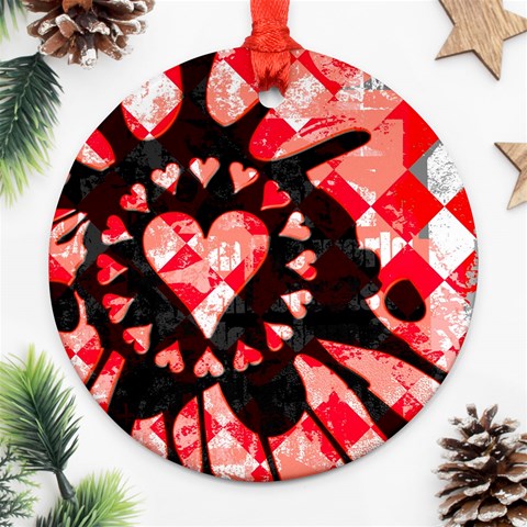 Love Heart Splatter Round Ornament (Two Sides) from ArtsNow.com Front
