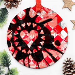 Love Heart Splatter Round Ornament (Two Sides) from ArtsNow.com Front