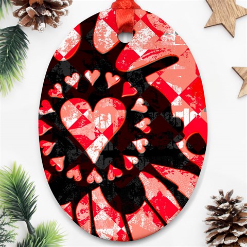 Love Heart Splatter Oval Ornament (Two Sides) from ArtsNow.com Front