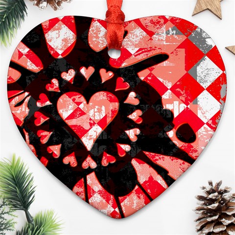 Love Heart Splatter Heart Ornament (Two Sides) from ArtsNow.com Front