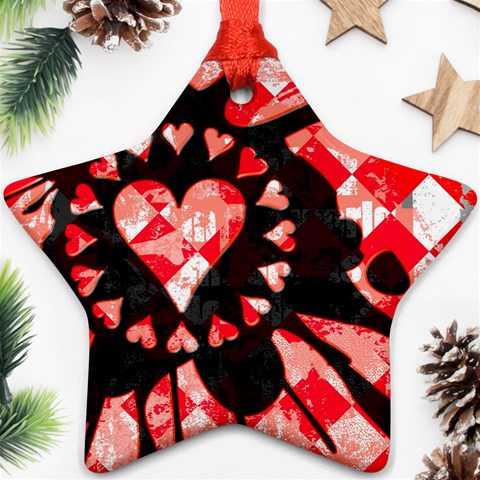 Love Heart Splatter Star Ornament (Two Sides) from ArtsNow.com Front