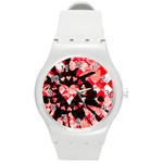 Love Heart Splatter Round Plastic Sport Watch Medium