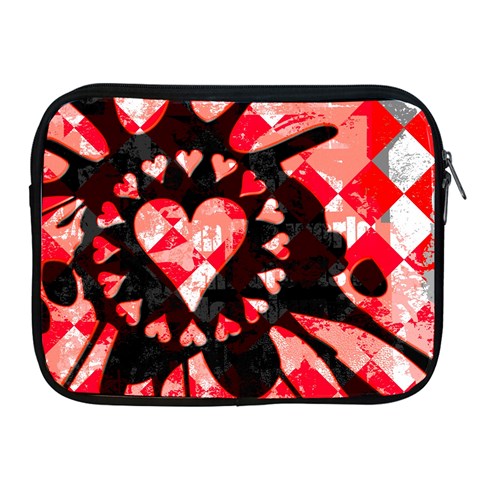 Love Heart Splatter Apple iPad 2/3/4 Zipper Case from ArtsNow.com Front