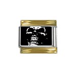 Morbid Skull Gold Trim Italian Charm (9mm)