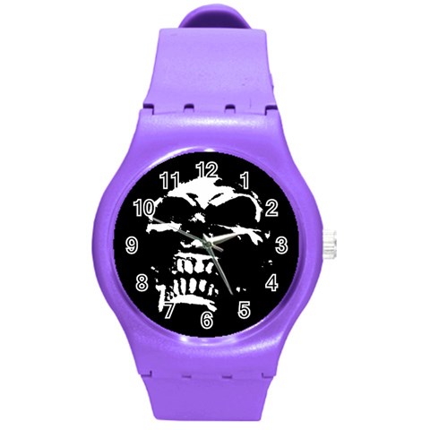 Morbid Skull Round Plastic Sport Watch Medium from ArtsNow.com Front
