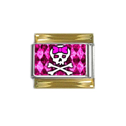 Pink Bow Princess Gold Trim Italian Charm (9mm) from ArtsNow.com Front