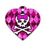Pink Bow Princess Dog Tag Heart (Two Sides)