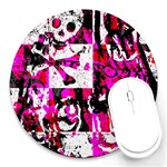 Pink Checker Graffiti Round Mousepad