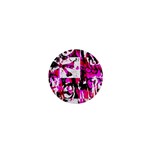 Pink Checker Graffiti 1  Mini Button