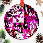 Pink Checker Graffiti Ornament (Round)