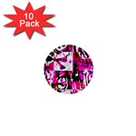 Pink Checker Graffiti 1  Mini Button (10 pack) 