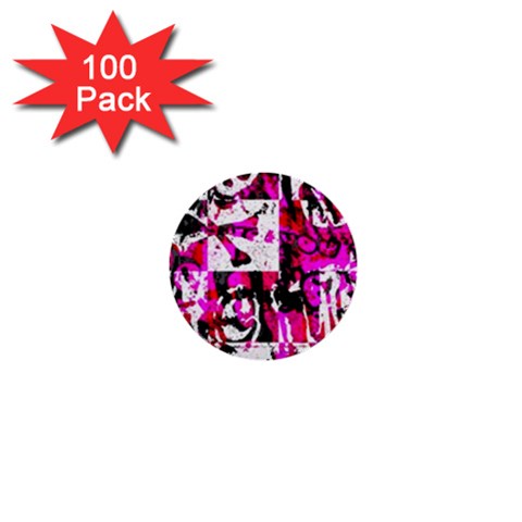 Pink Checker Graffiti 1  Mini Button (100 pack)  from ArtsNow.com Front