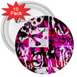 Pink Checker Graffiti 3  Button (10 pack)