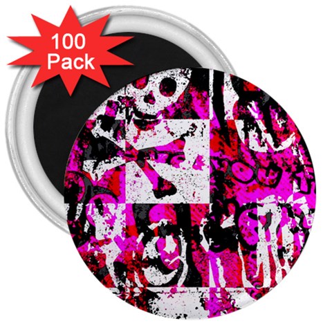 Pink Checker Graffiti 3  Magnet (100 pack) from ArtsNow.com Front