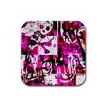 Pink Checker Graffiti Rubber Coaster (Square)