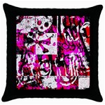 Pink Checker Graffiti Throw Pillow Case (Black)