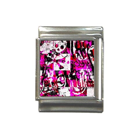 Pink Checker Graffiti Italian Charm (13mm) from ArtsNow.com Front