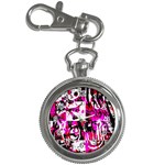 Pink Checker Graffiti Key Chain Watch