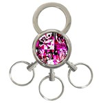 Pink Checker Graffiti 3-Ring Key Chain