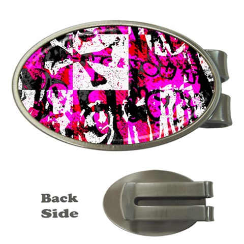 Pink Checker Graffiti Money Clip (Oval) from ArtsNow.com Front
