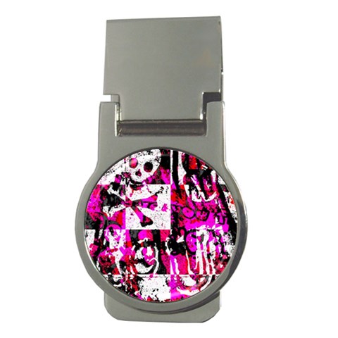 Pink Checker Graffiti Money Clip (Round) from ArtsNow.com Front