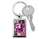 Pink Checker Graffiti Key Chain (Rectangle)