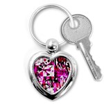 Pink Checker Graffiti Key Chain (Heart)