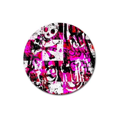 Pink Checker Graffiti Magnet 3  (Round) from ArtsNow.com Front