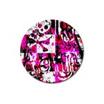 Pink Checker Graffiti Magnet 3  (Round)