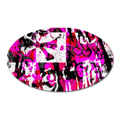Pink Checker Graffiti Magnet (Oval) from ArtsNow.com Front